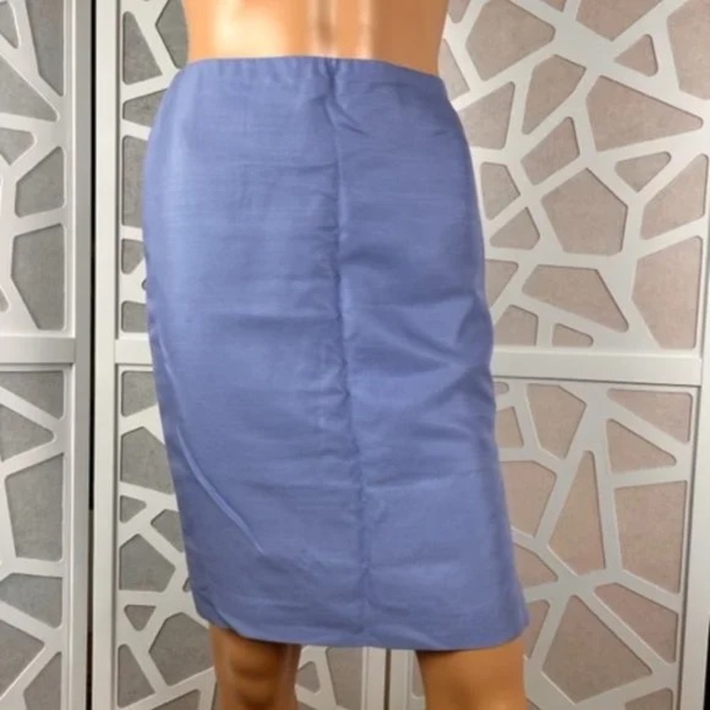 Ellen Tracy Blue Pencil Career Skirt Silk Wool Blend Lined